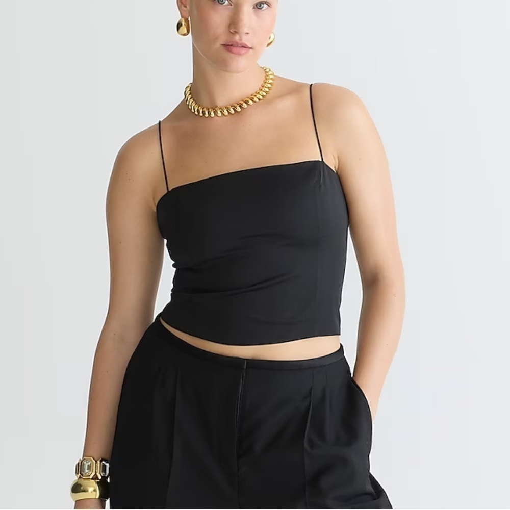 J crew Bustier top in stretch satin black